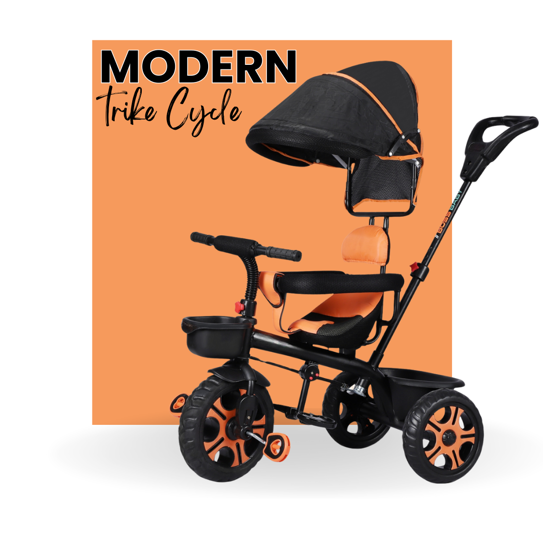 Keppz 4-in-1 Kids Tricycle with Canopy, Safety Harness & Parent Push Handle.