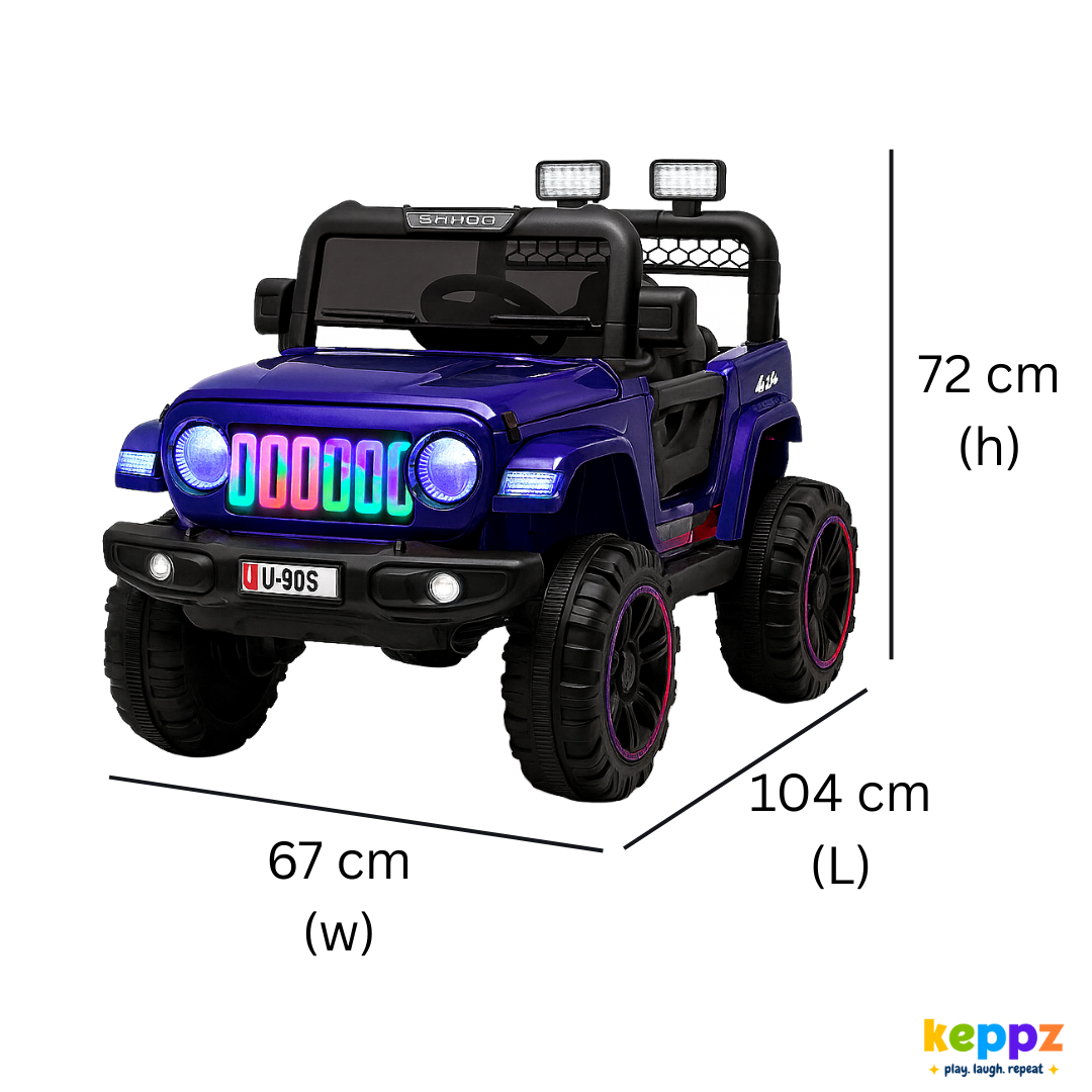 Keepz, Kids Electric Ride-On Jeep 4x4 with Music, Lights & Remote Control. Rechargeable Battery Powered Toy Car - Keppz