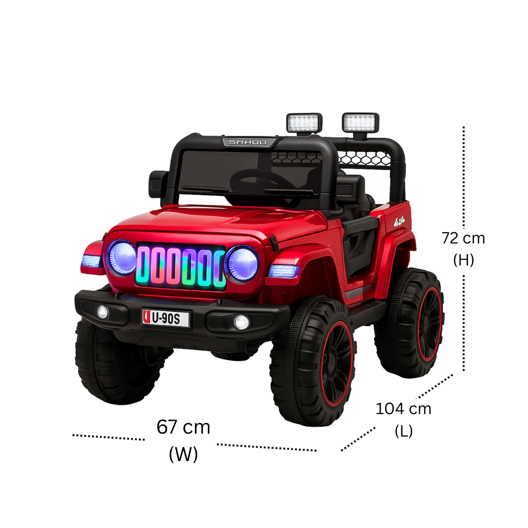 Keepz Kids Electric Ride-On Jeep 4x4 with Music, Lights & Remote Control. Rechargeable Battery Powered Toy Car
