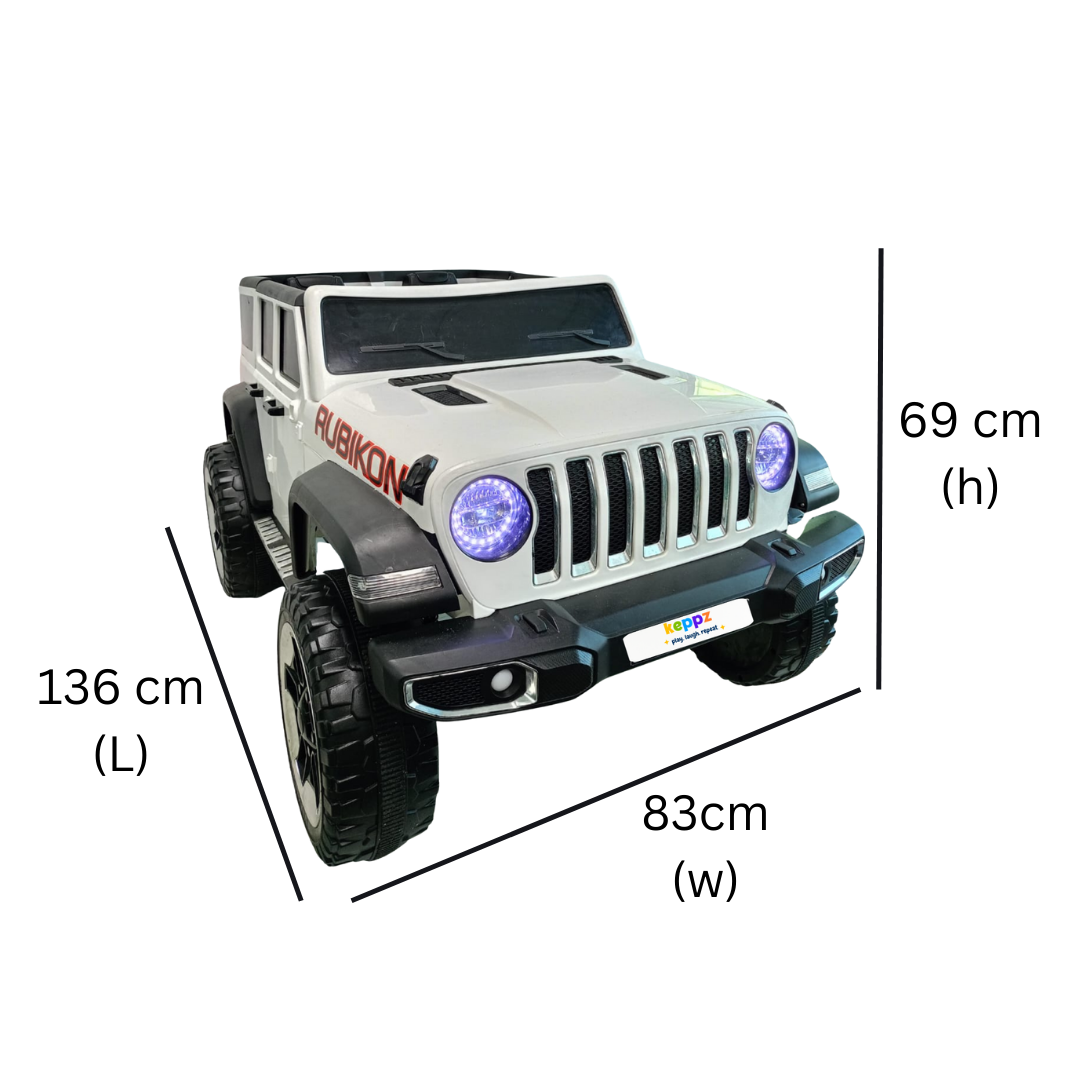 Keppz Battery Operated Jeep Style Ride-On Car with Double Doors, Remote Control & Music. - Keppz