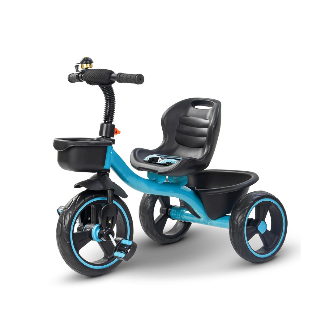 Keppz Kids Pedal Tricycle with Bell, Ergonomic Seat, and Rear Storage Basket.