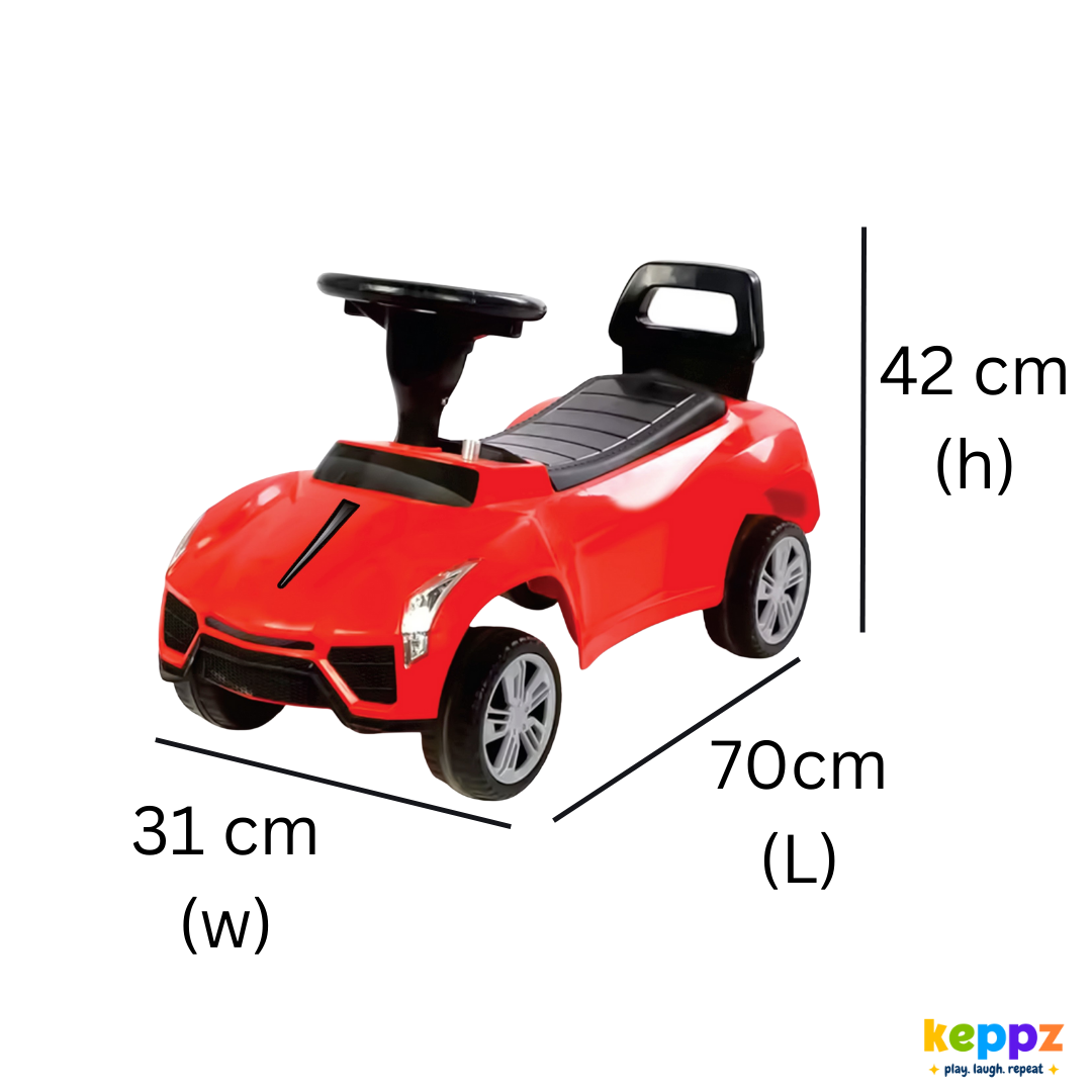 Keppz Ride-On Push Car for Kids  With Steering Wheel & Backrest. - Keppz