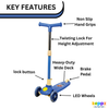 Keppz 3-Wheel Kick Scooter for Kids Adjustable Handle & Rear Brake. - Keppz