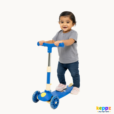 Keppz 3-Wheel Kick Scooter for Kids Adjustable Handle & Rear Brake. - Keppz
