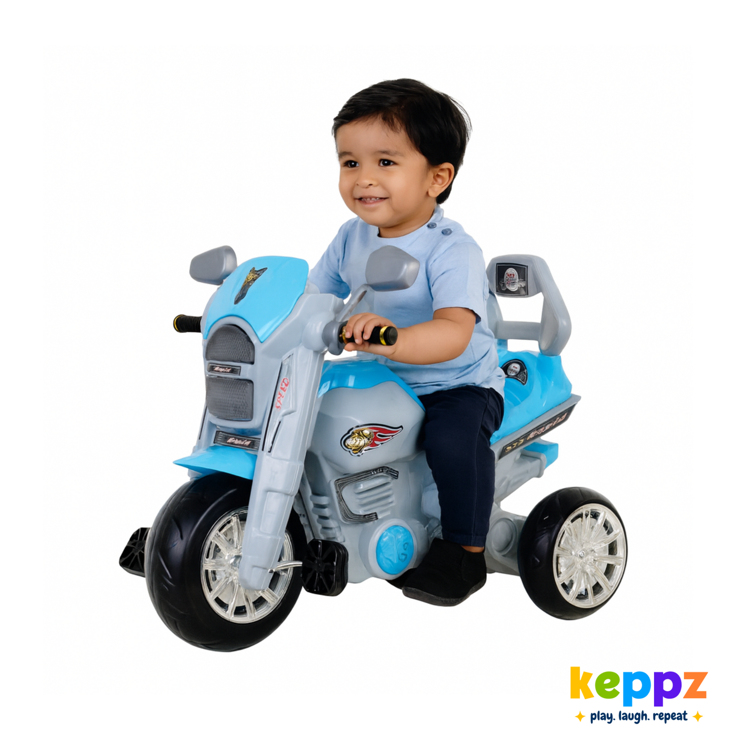 Keppz Rapid Ride-On Battery Operated 3-Wheel Bike for Kids Electric Motorcycle Toy with Lights & Music. - Keppz