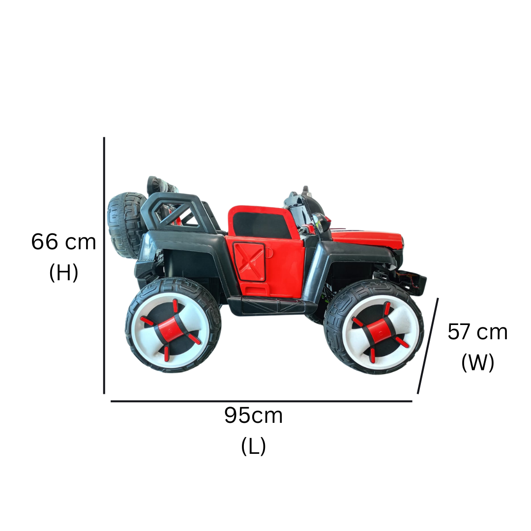 Keppz Kids Electric Ride-On Jeep  Red, 4-Wheel Off-Road Design - Keppz