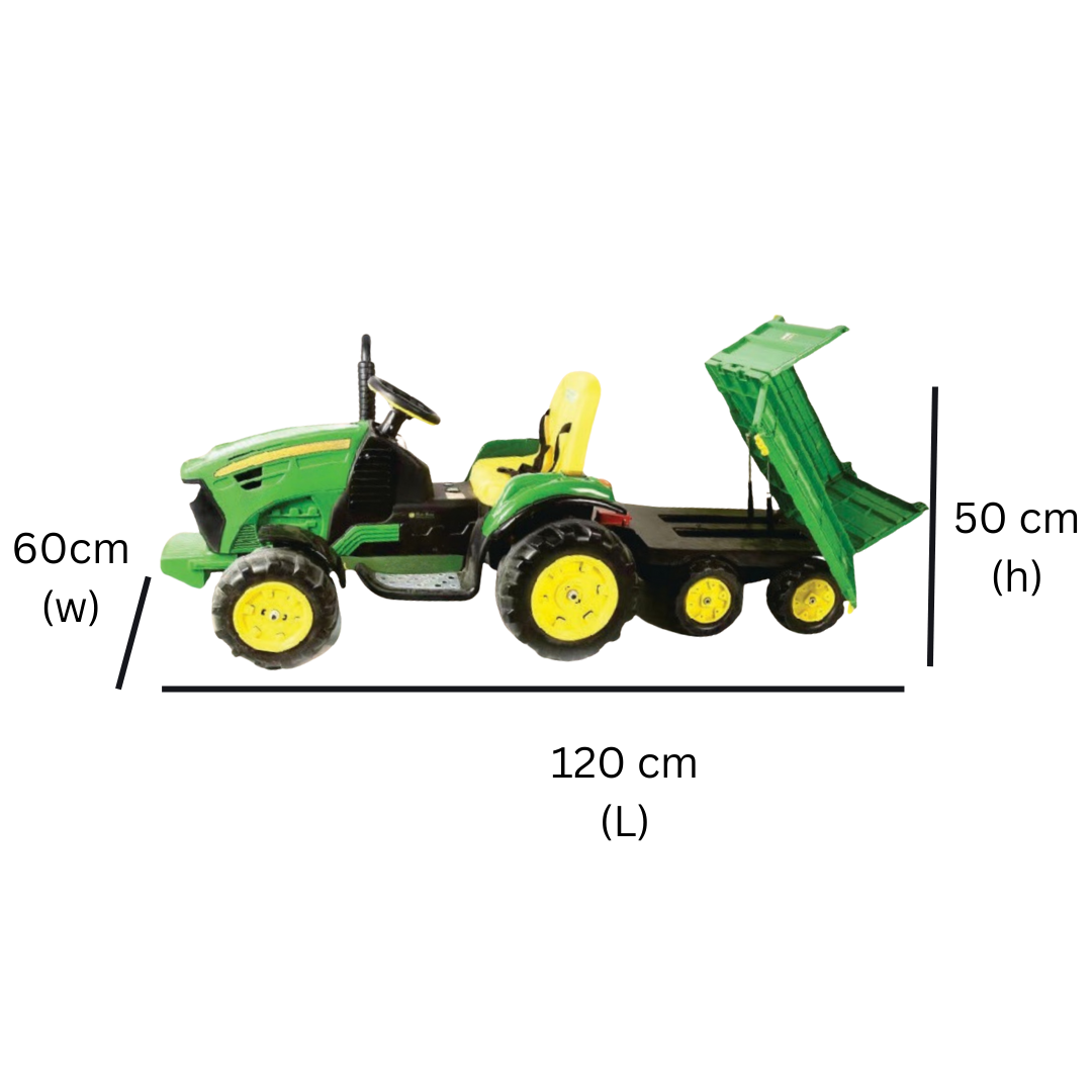 Keppz Kids Ride-On Tractor with Detachable Trailer, Steering Wheel, and Pedal Control. - Keppz