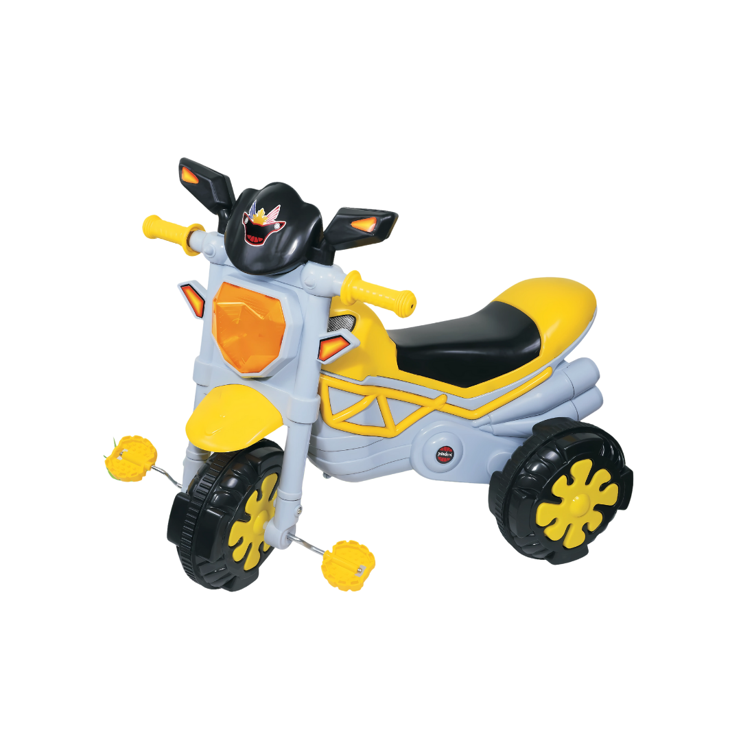 Keppz Yellow & Black Motorcycle Tricycle – Pedal Ride-On