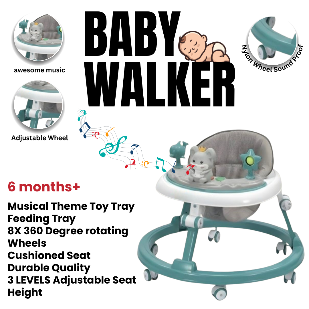 Keppz Baby Walker with Music Toys, Adjustable Height & Smooth Safe Wheels.