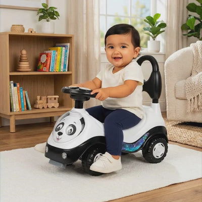 Keppz Musical Push Ride-On Car for Kids Foot-to-Floor Car with Steering Wheel & Backrest.