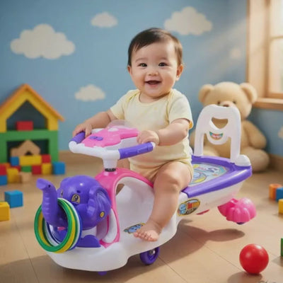 Keppz Elephant 2-in-1 Ride-On Push Car with Ring Game & Steering Wheel.