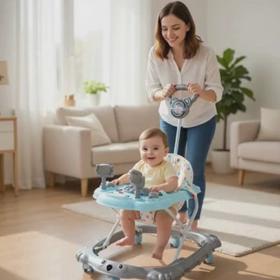 Keppz Baby Walker with Push Handle, Musical Toy Panel & 360° Smooth Wheels.