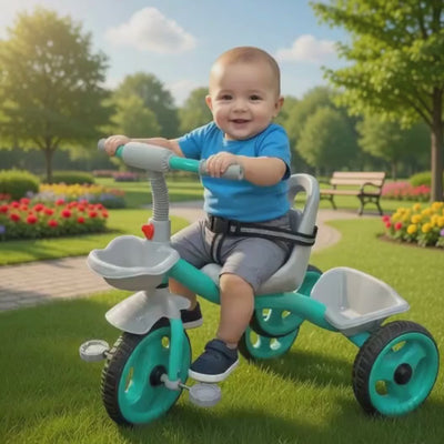 Keppz Baby Tricycle with Comfortable Seat, Safety Belt & Front Basket.