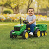 Keppz Kids Ride-On Tractor with Detachable Trailer, Steering Wheel, and Pedal Control.