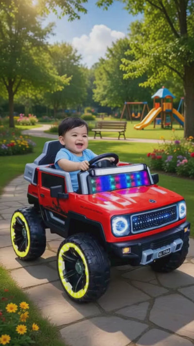 Keppz Kids 4 Motor Battery Ride On SUV with LED Lights, Music & Big Wheels.