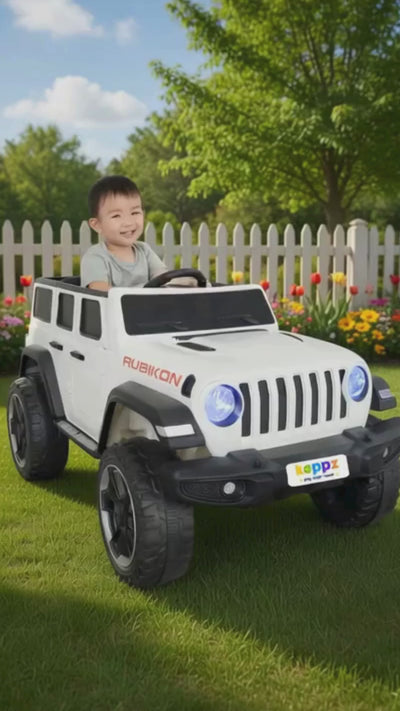 Keppz Battery Operated Jeep Style Ride-On Car with Double Doors, Remote Control & Music.