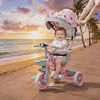 Keppz 4-in-1 Baby Tricycle with Canopy, Parental Handle, Storage Basket, and Safety Harness.