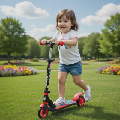 Keppz Runner 125 Kids Scooter with Adjustable Handle, Brake & Soundless Tyres.