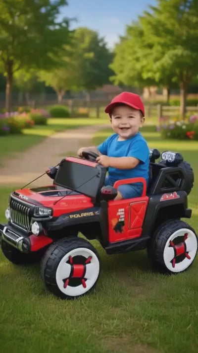 Keppz Polaris 4x4 Kids Ride-On Jeep with LED Lights, Music, and Rechargeable Battery.