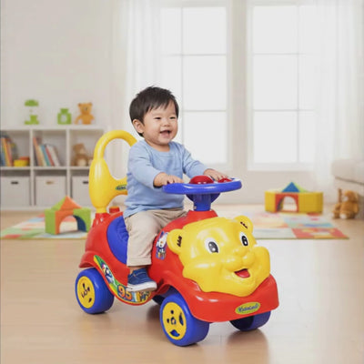 Keppz Kids Ride-On Push Car with Steering Wheel, Music & Backrest Handle.