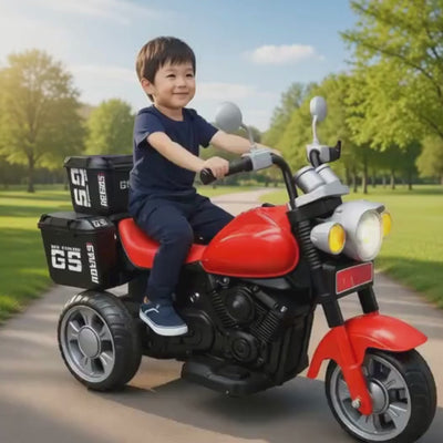 Keppz Harley Style Battery Operated Ride-On Bike for Kids with LED Light & Music.