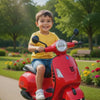 Keppz Vespa Rechargeable Battery Operated 12V Ride-on Scooter for Kids, 3-6 Years, with Foot Accelerator, Music & Lights.